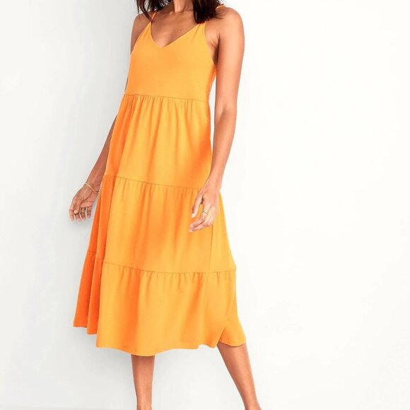 Old Navy Tie-Back Tiered Midi Cami Swing Dress - Picture 1 of 4